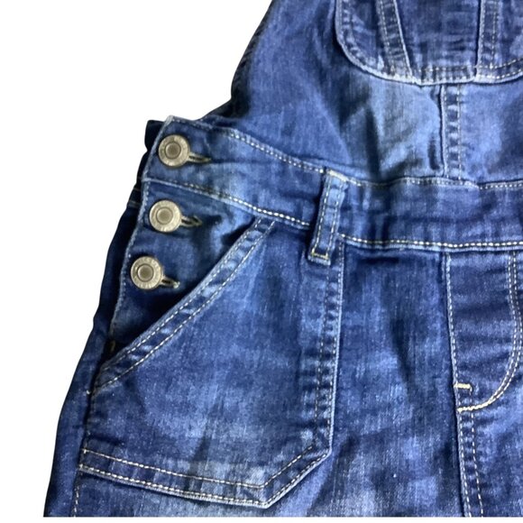 Vanilla Star Girls Denim Shortalls Adjustable Size 8 Jean Bib Overalls Pockets - Picture 10 of 15